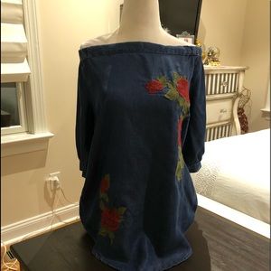 Blue Rain off shoulder top